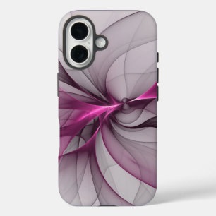 Elegant Chaos Modern Abstract Roze Fractal Art iPhone 16 Hoesje
