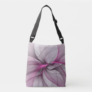 Elegant Chaos Modern Abstract Roze Fractal Art Crossbody Tas