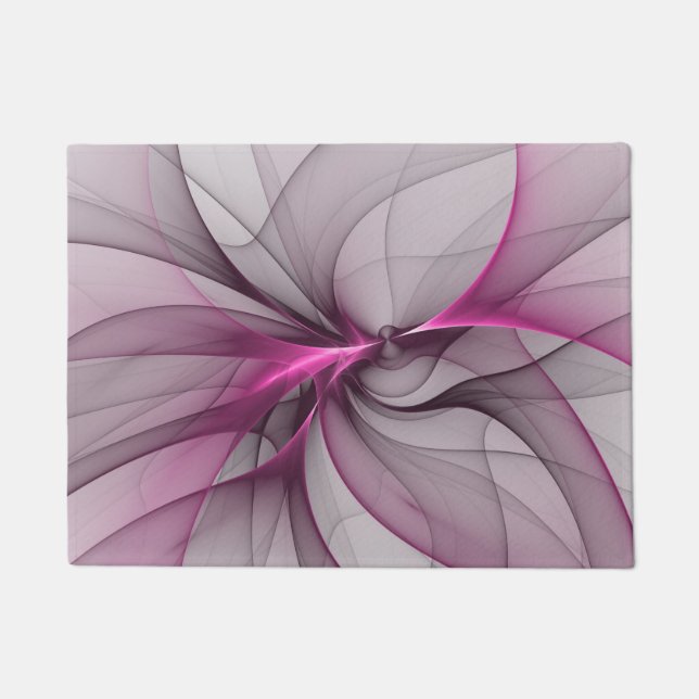 Elegant Chaos Modern Abstract Roze Fractal Art Deurmat (Voorkant)