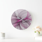 Elegant Chaos Modern Abstract Roze Fractal Art Grote Klok (Huis)