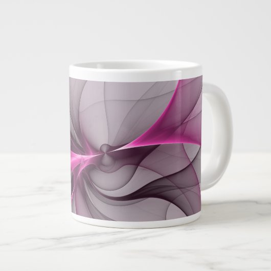 Elegant Chaos Modern Abstract Roze Fractal Art Grote Koffiekop (Voorkant rechts)