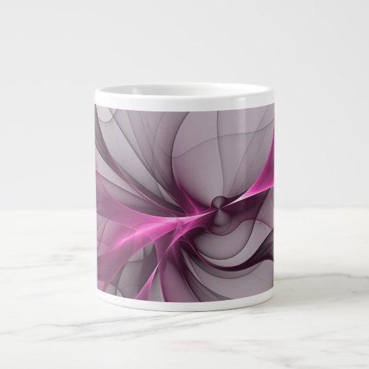 Elegant Chaos Modern Abstract Roze Fractal Art Grote Koffiekop (Voorkant)