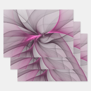 Elegant Chaos Modern Abstract Roze Fractal Art Inpakpapier Vel