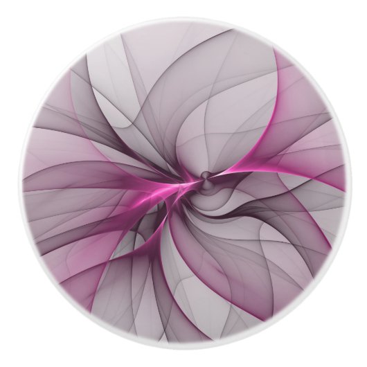 Elegant Chaos Modern Abstract Roze Fractal Art Keramische Knop (Voorkant)