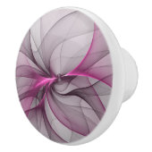 Elegant Chaos Modern Abstract Roze Fractal Art Keramische Knop (Rechts)