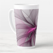 Elegant Chaos Modern Abstract Roze Fractal Art Latte Mok (Linkerhoek)
