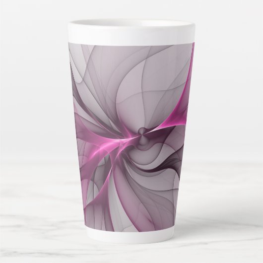 Elegant Chaos Modern Abstract Roze Fractal Art Latte Mok (Voorkant)