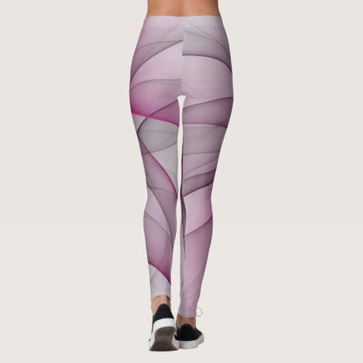 Elegant Chaos Modern Abstract Roze Fractal Art Leggings (Achterkant)