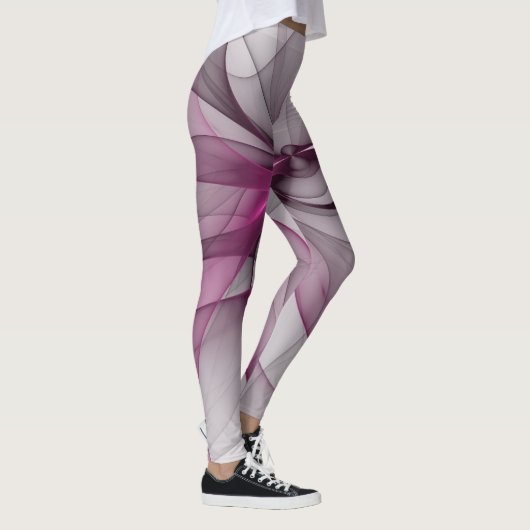 Elegant Chaos Modern Abstract Roze Fractal Art Leggings (Rechts)