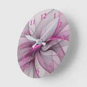 Elegant Chaos Modern Abstract Roze Fractal Art Ronde Klok (Hoek)