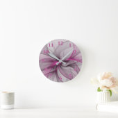 Elegant Chaos Modern Abstract Roze Fractal Art Ronde Klok (Huis)