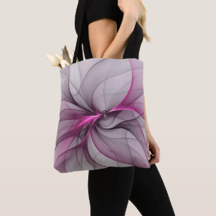 Elegant Chaos Modern Abstract Roze Fractal Art Tote Bag