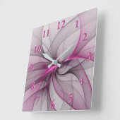 Elegant Chaos Modern Abstract Roze Fractal Art Vierkante Klok (Hoek)