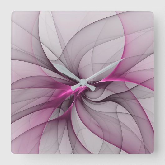 Elegant Chaos Modern Abstract Roze Fractal Art Vierkante Klok (Voorkant)