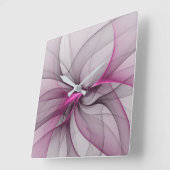 Elegant Chaos Modern Abstract Roze Fractal Art Vierkante Klok (Hoek)