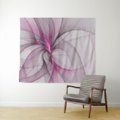 Elegant Chaos Modern Abstract Roze Fractal Art Wandkleed (In Situ (horizontaal))