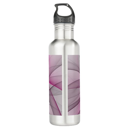Elegant Chaos Modern Abstract Roze Fractal Art Waterfles (Achterkant)