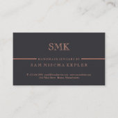 Elegant Charcoal and Roos Gold Monogram Visitekaartje (Voorkant)