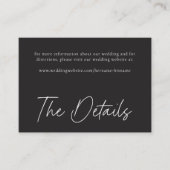 Elegant Charcoal Black Minimalist Wedding Informatiekaartje (Voorkant)