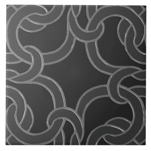 Elegant Charcoal Celtic Knot Seamless Pattern Tile Tegeltje (Voorkant)