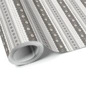Elegant Charcoal & Cream Scallop Floral Stripe Cadeaupapier (Rol Hoek)