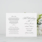Elegant Charcoal Gray Calligraphy Wedding Programs (Staand voorkant)