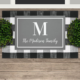 Elegant Charcoal Gray Custom Monogram Initiaal Deurmat