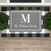 Elegant Charcoal Gray Custom Monogram Initiaal Deurmat