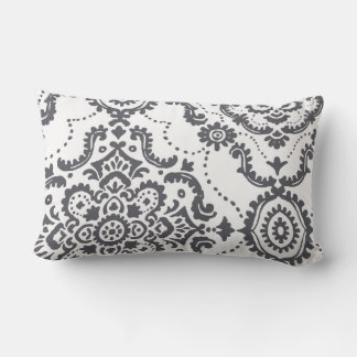 Elegant Charcoal Gray Damask Paisley Accent Pillow Kussen