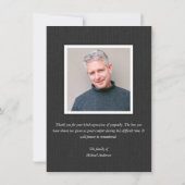 Elegant Charcoal Gray Memorial Foto kondiging Kaart (Achterkant)