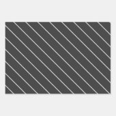 Elegant Charcoal grijs en wit krijtstreep patroon Inpakpapier Vel (Voorkant 3)