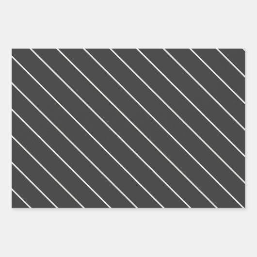 Elegant Charcoal grijs en wit krijtstreep patroon Inpakpapier Vel (Voorkant 3)