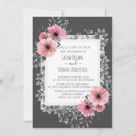 ELEGANT CHARCOAL INVITE KAART