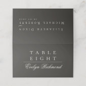 Elegant Charcoal Ivory Script Folded Wedding Plaatskaartje (Buitenkant ongevouwen)