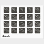 Elegant Charcoal Modern "Love and Thanks" Vierkante Sticker (Vel)