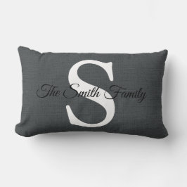 Elegant Charcoal Name Monogram Lumbar Pillow Kussen