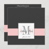 Elegant Charcoal Pink Monogram Weddenschap Kaart (Voorkant / Achterkant)