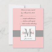 Elegant Charcoal Pink Monogram Wedding RSVP (Achterkant)