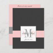 Elegant Charcoal Pink Monogram Wedding RSVP (Voorkant / Achterkant)