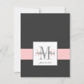 Elegant Charcoal Pink Monogram Wedding RSVP Kaartje (Voorkant)