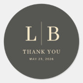 Elegant Charcoal Thank You Note Ronde Sticker (Voorkant)