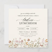 Elegant Charity Lunch Waterverf Wildflower Kaart (Voorkant)