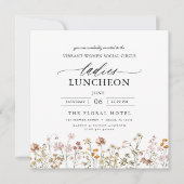 Elegant Charity Lunch Waterverf Wildflower Kaart (Voorkant)