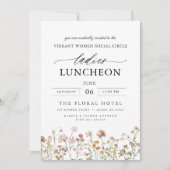 Elegant Charity Lunch Waterverf Wildflower Kaart (Voorkant)