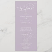 Elegant Charm Flat Lavendel Paarse bruiloft progra Programmakaart (Voorkant)