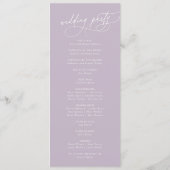 Elegant Charm Flat Lavendel Paarse bruiloft progra Programmakaart (Achterkant)