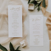 Elegant Charm Flat Wit en Goud Huwelijksprogramma Programmakaart