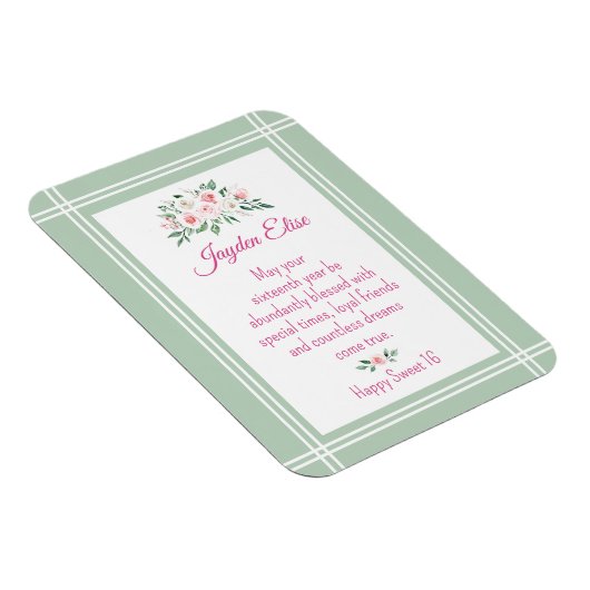 Elegant Charm. Gepersonaliseerde Sweet 16-kaartmag Magneet (Rechterzijde)