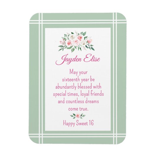 Elegant Charm. Gepersonaliseerde Sweet 16-kaartmag Magneet (Verticaal)
