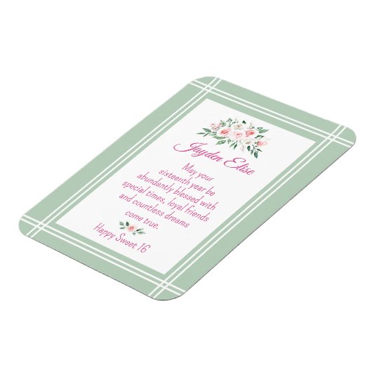 Elegant Charm. Gepersonaliseerde Sweet 16-kaartmag Magneet (Linkerzijde)
